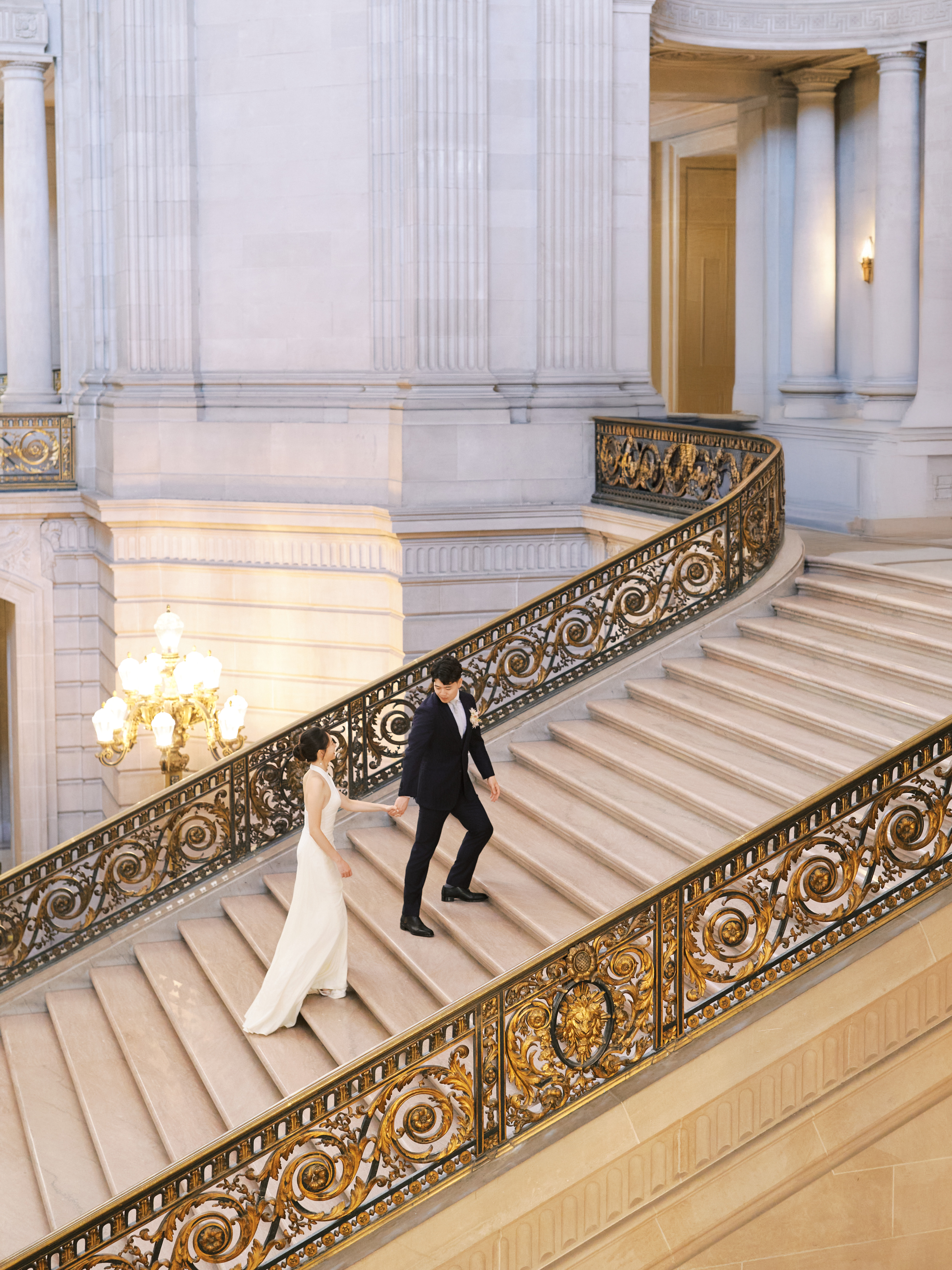 Lynn and Jeffrey on the grand staircase